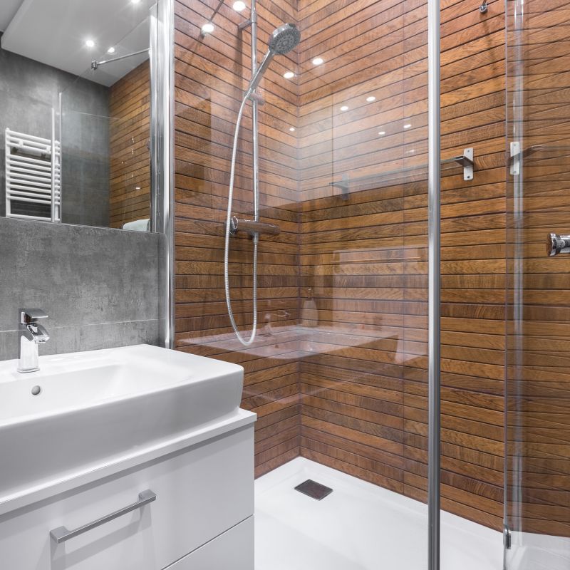 Contemporary Shower with Sliding Door